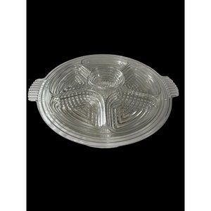 VTG 1938-43 Anchor Hocking clear Manhattan relish tray triangle inserts dish